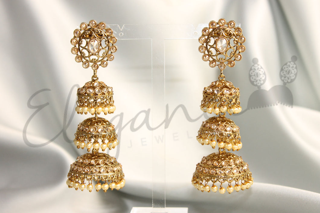 Kundan medium step jhumka