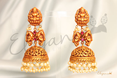 Temple matte finish jhumka