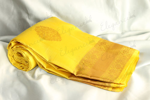 Lemon yellow Kanchi Silk Saree