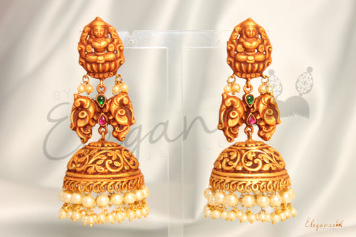 Temple matte finish jhumka